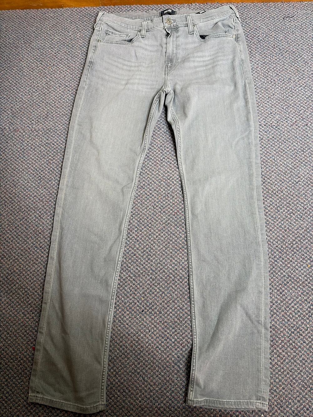 Paige Mens Gray Federal Straight Stretch Denim Jeans 35